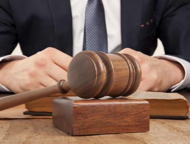 35717542 - caucasian lawyer in court. law concept